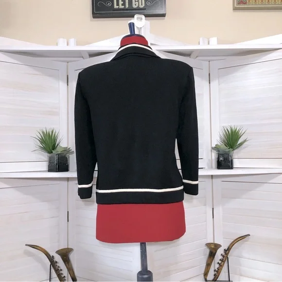 Vintage 90s St John Collections black and white cardigan sz 4 - Picture 2 of 9